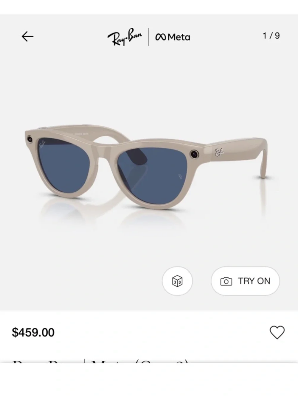 Ray-Ban White Cat-Eye Sunglasses with Brown Case